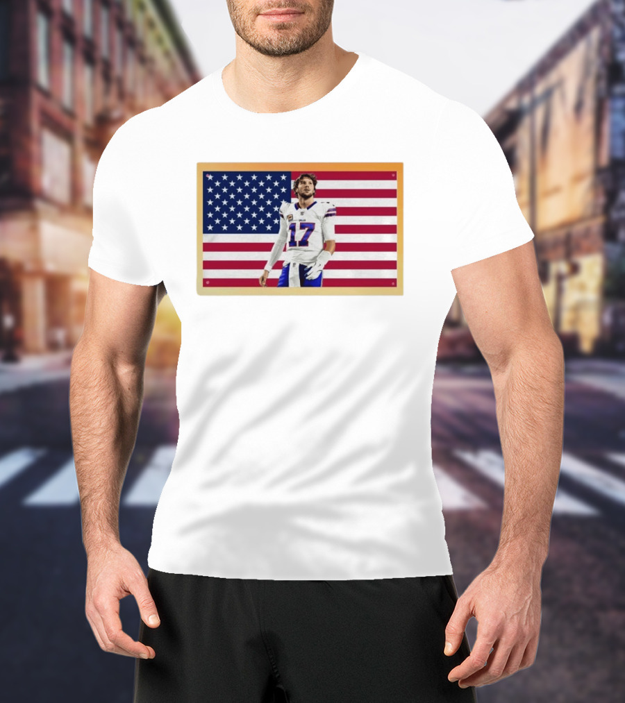 Josh Allen Buffalo Bills American Flag Football Star 17 T-Shirt