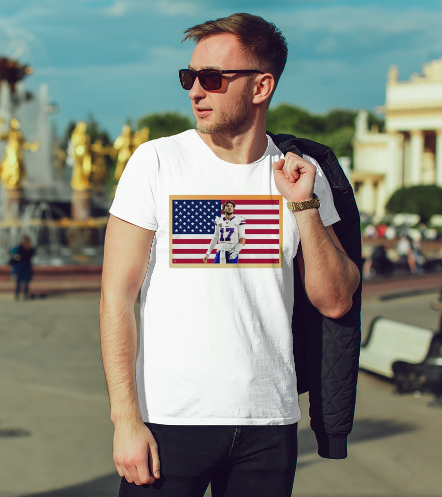 Josh Allen Buffalo Bills American Flag Football Star 17 T-Shirt
