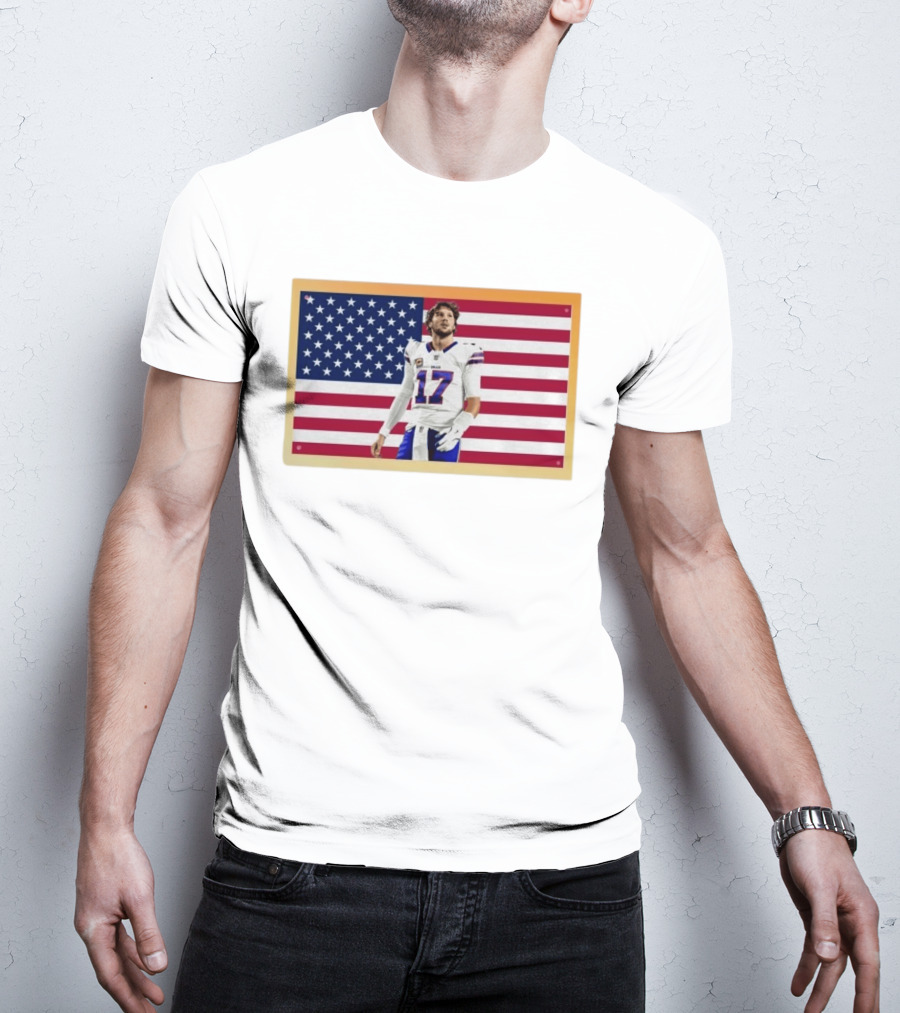 Josh Allen Buffalo Bills American Flag Football Star 17 T-Shirt