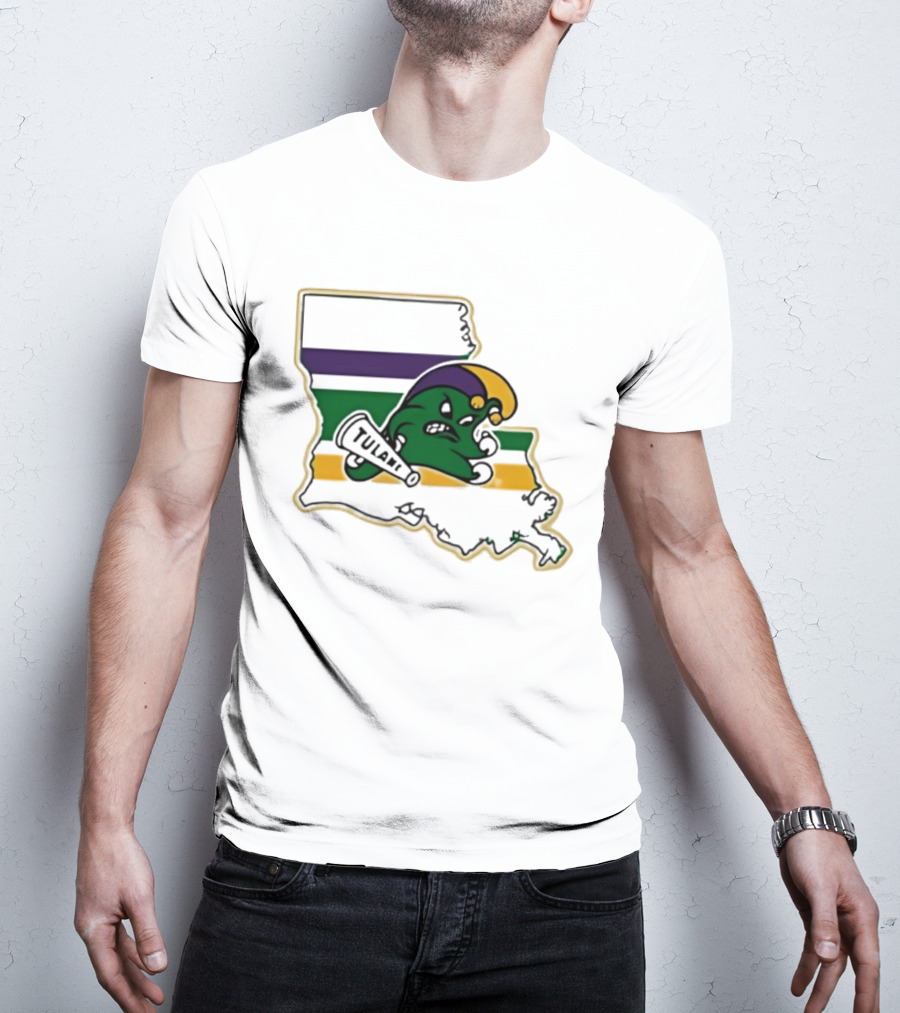 Tulane Green Wave Louisiana Mardi Gras Map T-Shirt