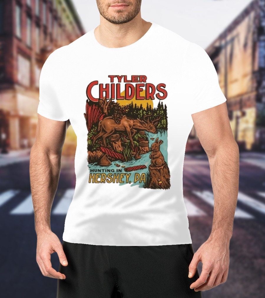 Tyler Childers Hunting In Hershey PA Deer And Rabbit Scene T-Shirt