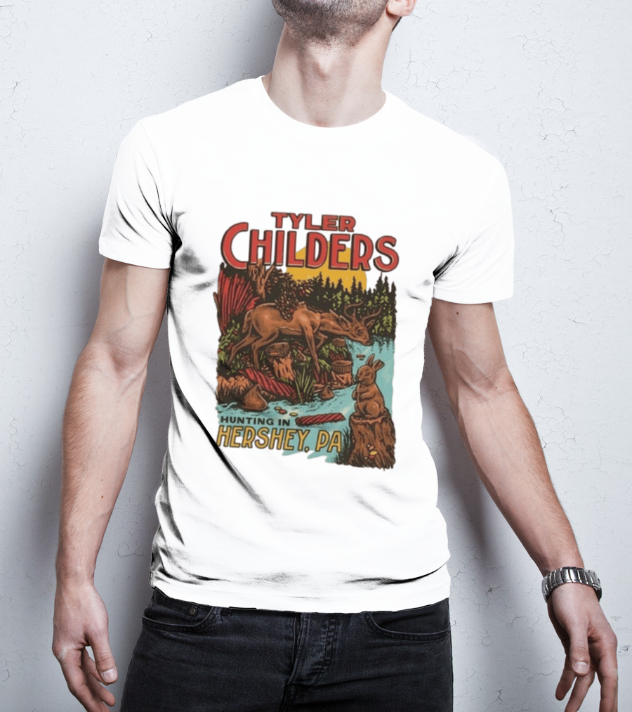 Tyler Childers Hunting In Hershey PA Deer And Rabbit Scene T-Shirt