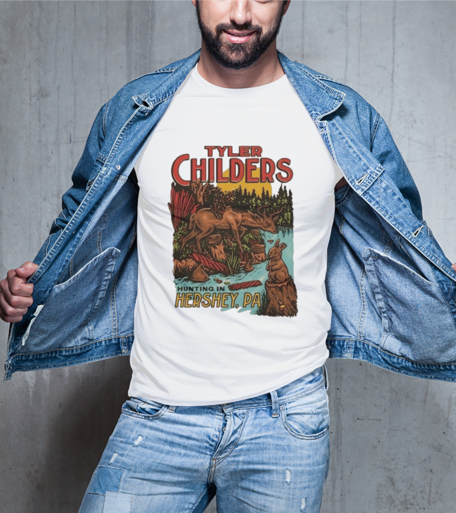 Tyler Childers Hunting In Hershey PA Deer And Rabbit Scene T-Shirt