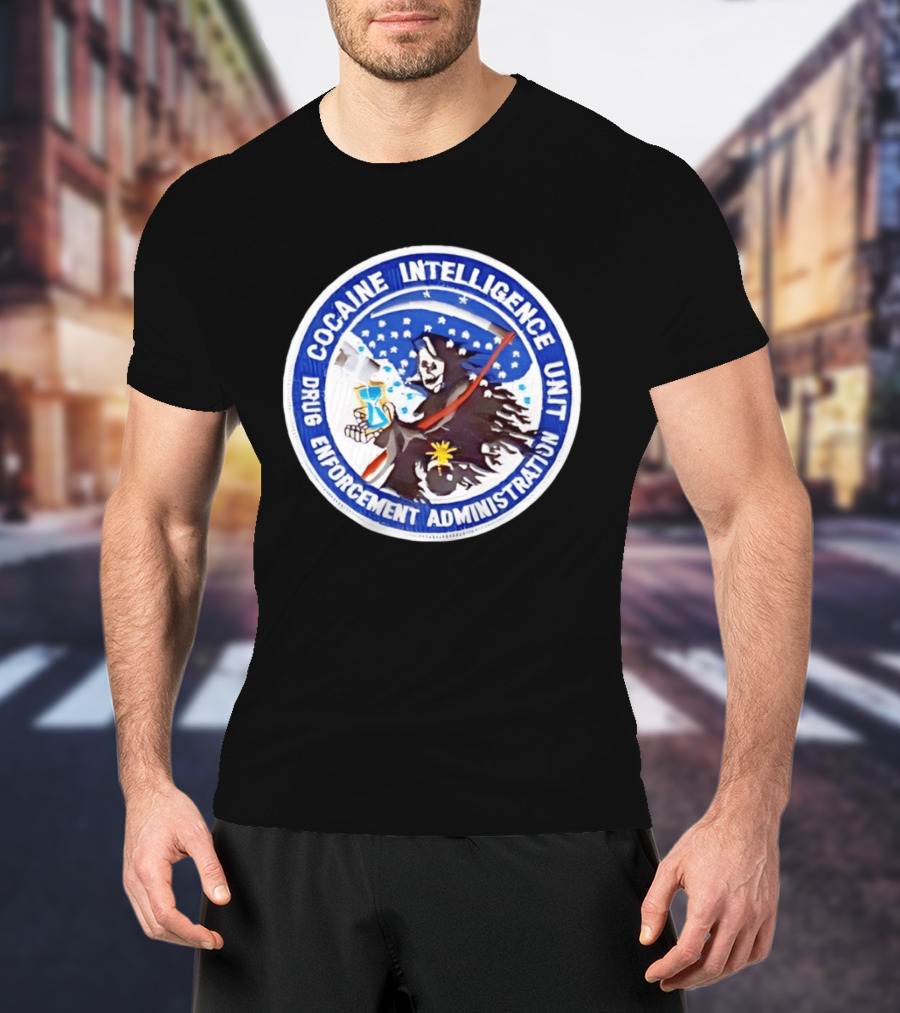 Cocaine Intelligence Unit Drug Enforcement Administration Grim Reaper Holding Hourglass Patch T-Shirt