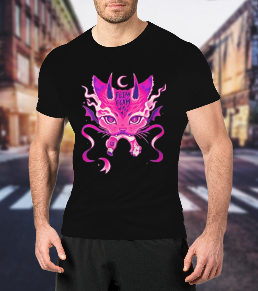 Flim Flam Flamingo DevilCat Fantasy T-Shirt