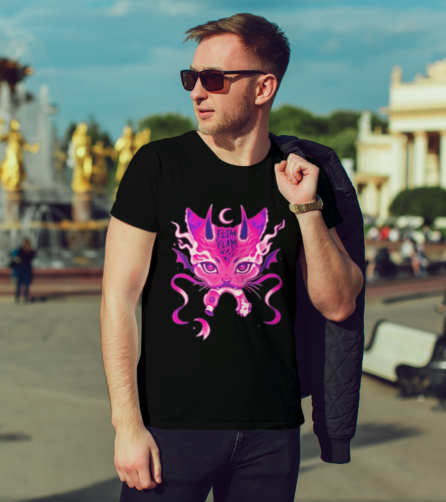 Flim Flam Flamingo DevilCat Fantasy T-Shirt