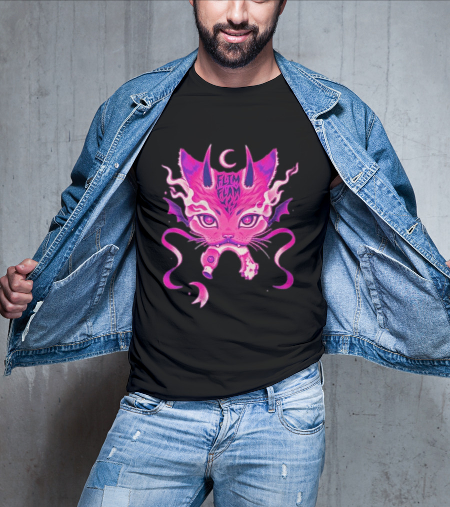 Flim Flam Flamingo DevilCat Fantasy T-Shirt