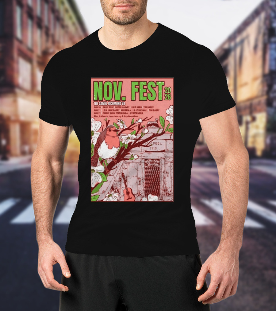 Nov. Fest 2026 The Camel Richmond VA Sally Rose Roger Harvey Julie Karr Tim Barry Lela Jane Barry Andrew Alli Josh Small Family Show T-Shirt