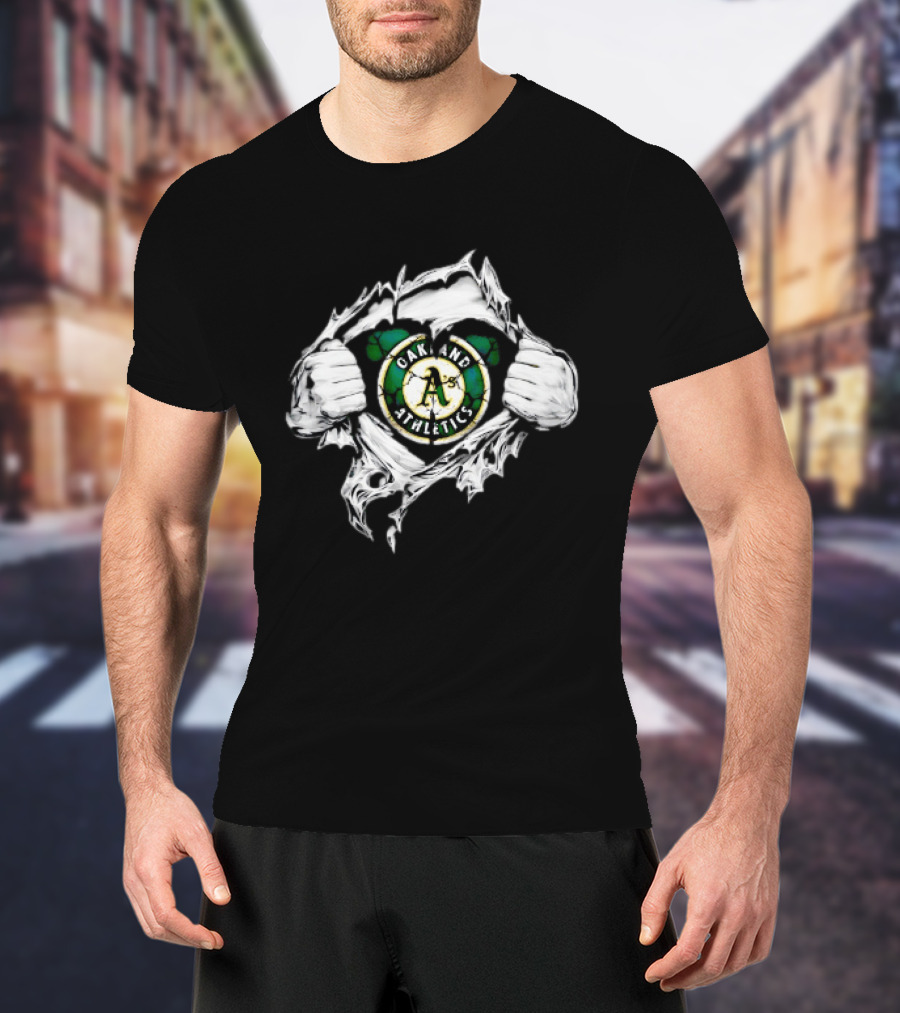 Oakland Athletics Ripped Chest A's MLB Team Spirit T-Shirt