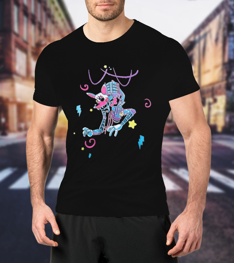 HEX X FNaF BTS Blacklight Mangle Purple Signature Stars Lightning Swirls T-Shirt