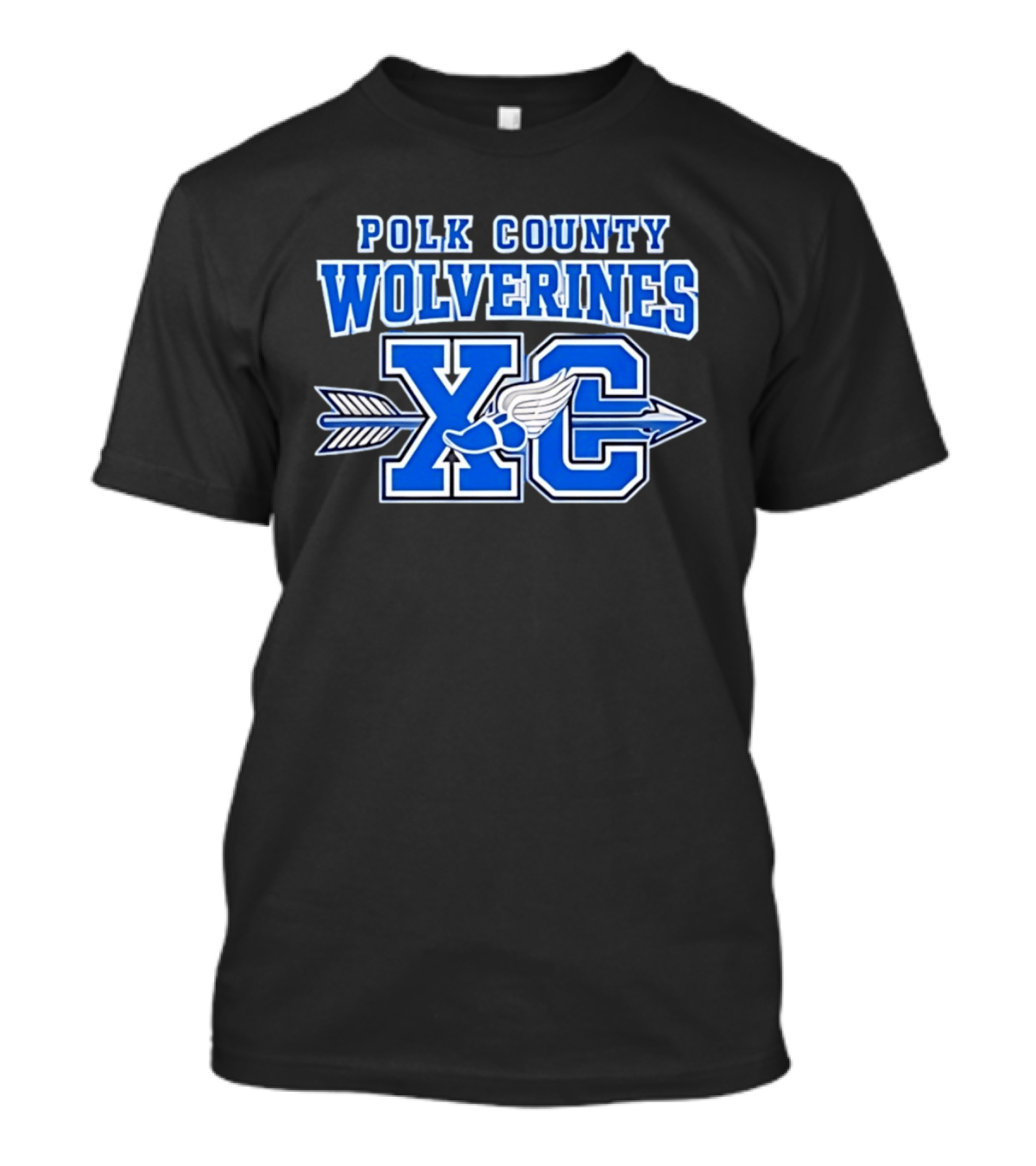 Polk County Wolverines XC Cross Country Arrow And Winged Foot T-Shirt