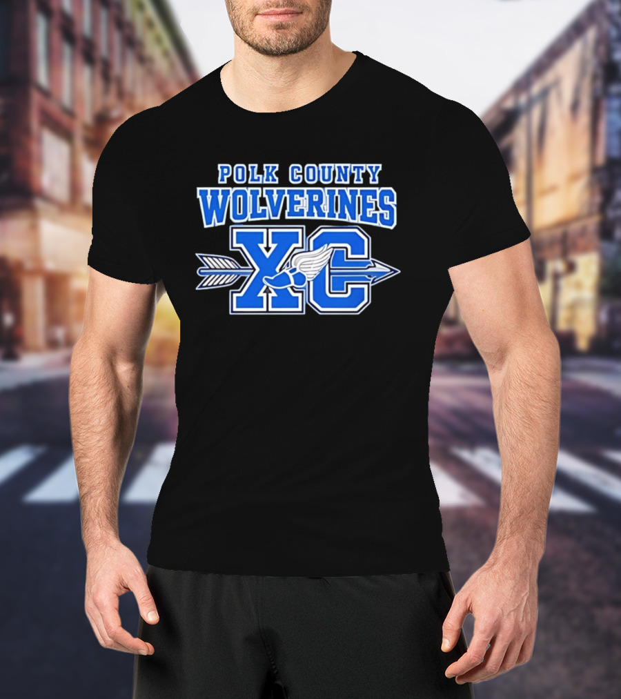 Polk County Wolverines XC Cross Country Arrow And Winged Foot T-Shirt