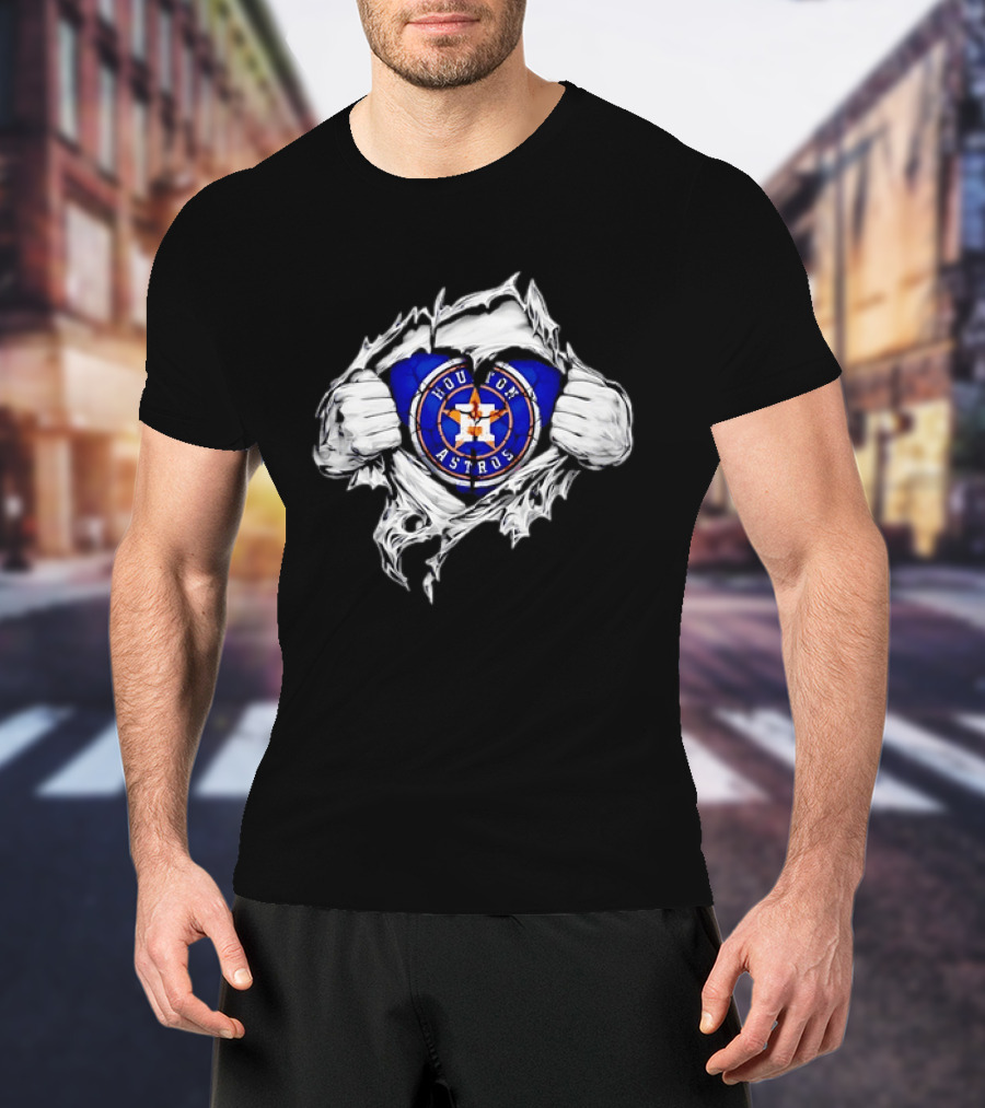 Houston Astros Ripped Skin MLB Baseball Hidden T-Shirt