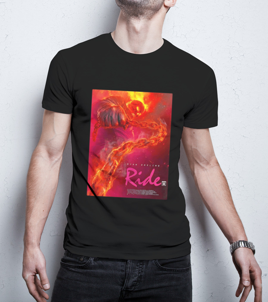 Ryan Gosling Ride Movie Ghost Rider Flaming Chain Image T-Shirt