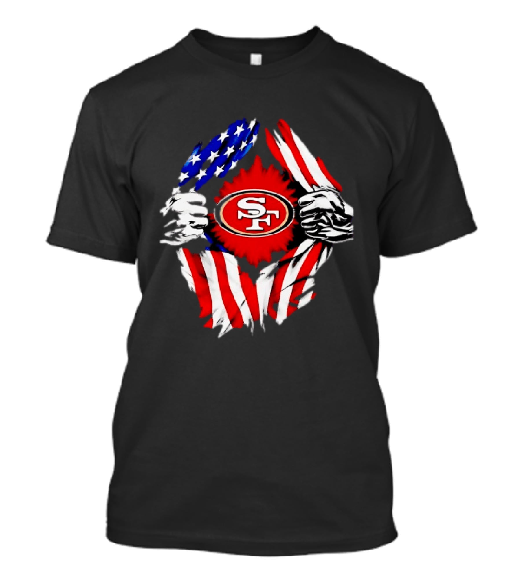 San Francisco 49ers SF American Flag Ripped Chest T-Shirt