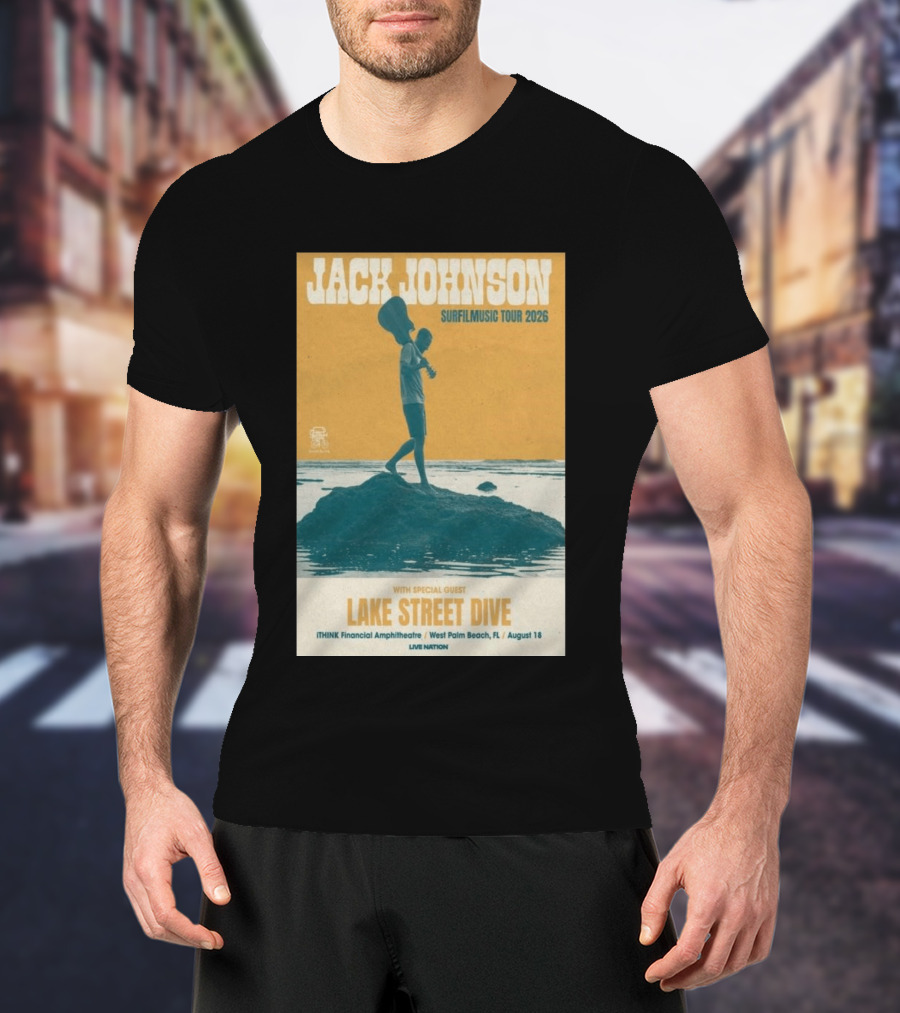 Jack Johnson Surfilmusic Tour 2026 Lake Street Dive ITHINK Financial Amphitheatre West Palm Beach August 18 T-Shirt