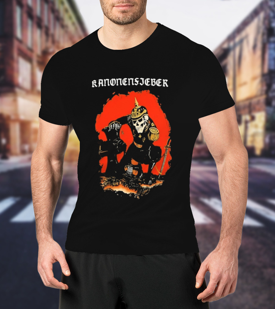 Kanonenfieber Skeleton Soldier Black Metal Warrior Artillery T-Shirt