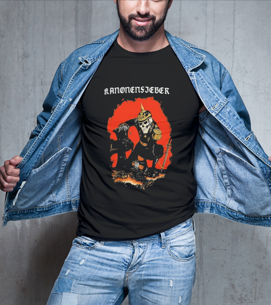 Kanonenfieber Skeleton Soldier Black Metal Warrior Artillery T-Shirt