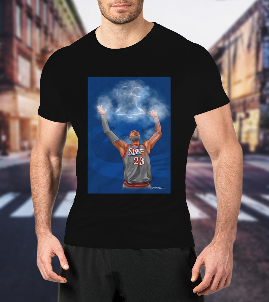 LeBron James Philadelphia 76ers 23 Liberty Bell Jersey T-Shirt