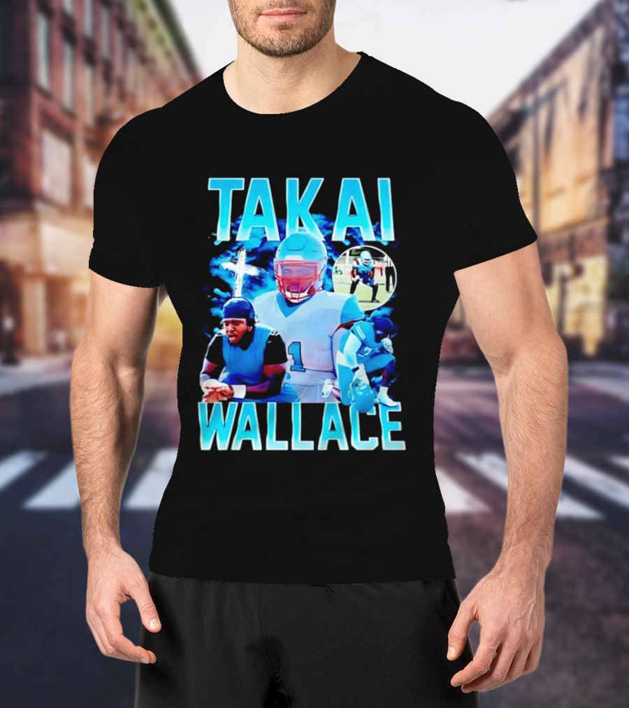 Takai Wallace Football Athlete Sports Action Collage T-Shirt