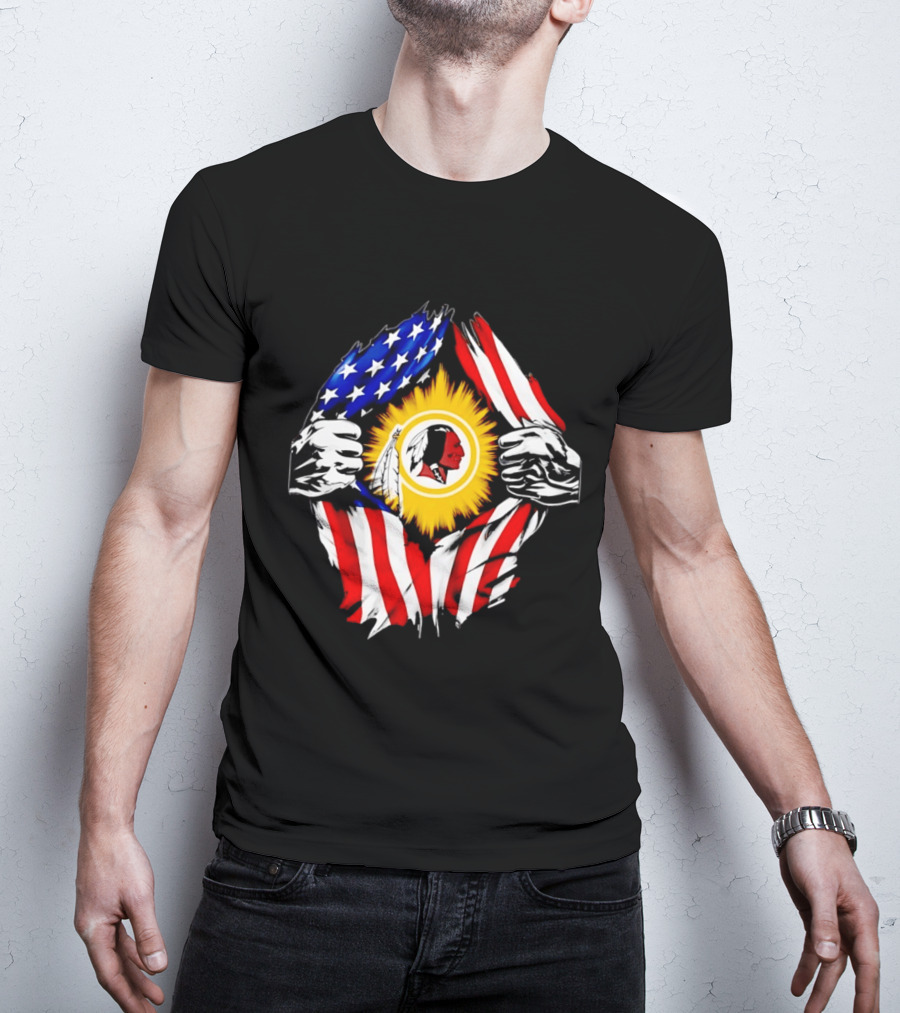 Washington Redskins American Flag Ripped Chest T-Shirt