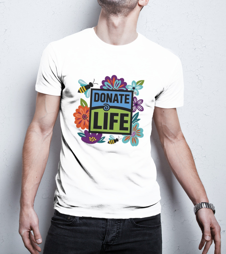 Donate Life Floral Bee Awareness Organ Donation Colorful Flowers T-Shirt