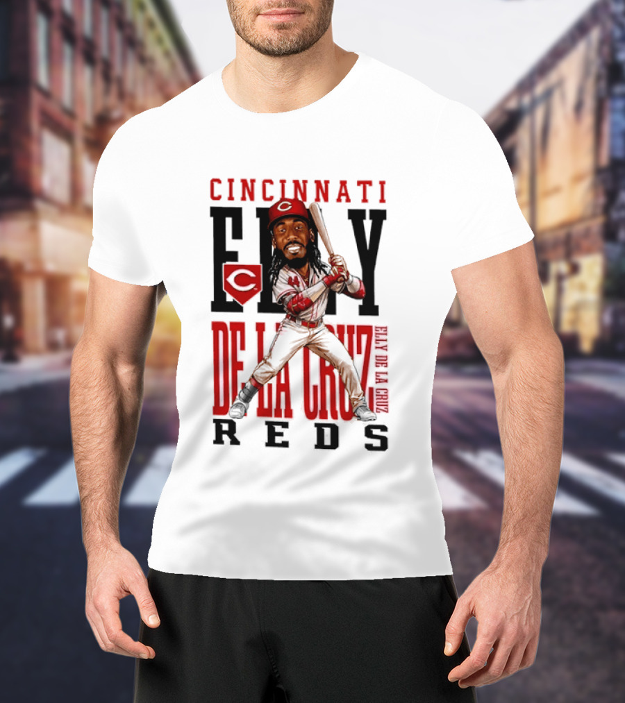 Cincinnati Reds Elly De La Cruz Baseball Caricature T-Shirt