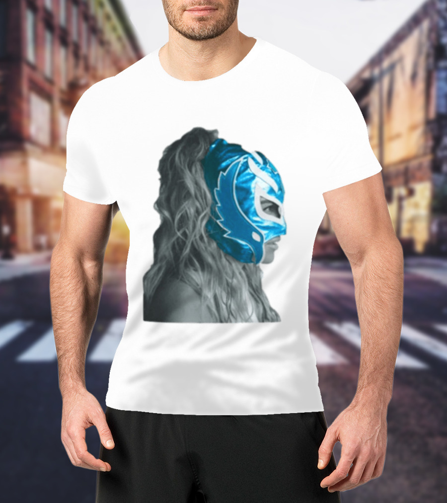 Karol G Store Limited Edition Cream Blue Luchador Mask T-Shirt