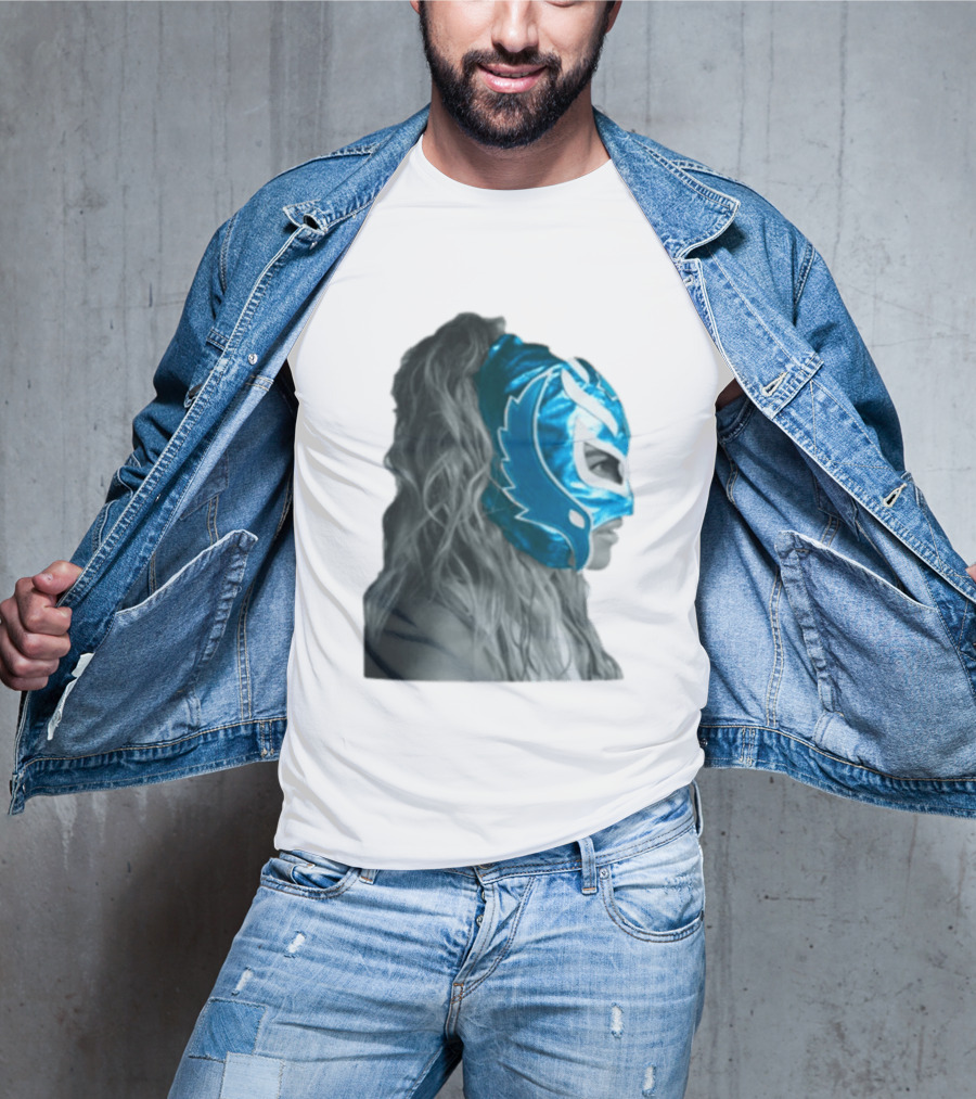 Karol G Store Limited Edition Cream Blue Luchador Mask T-Shirt