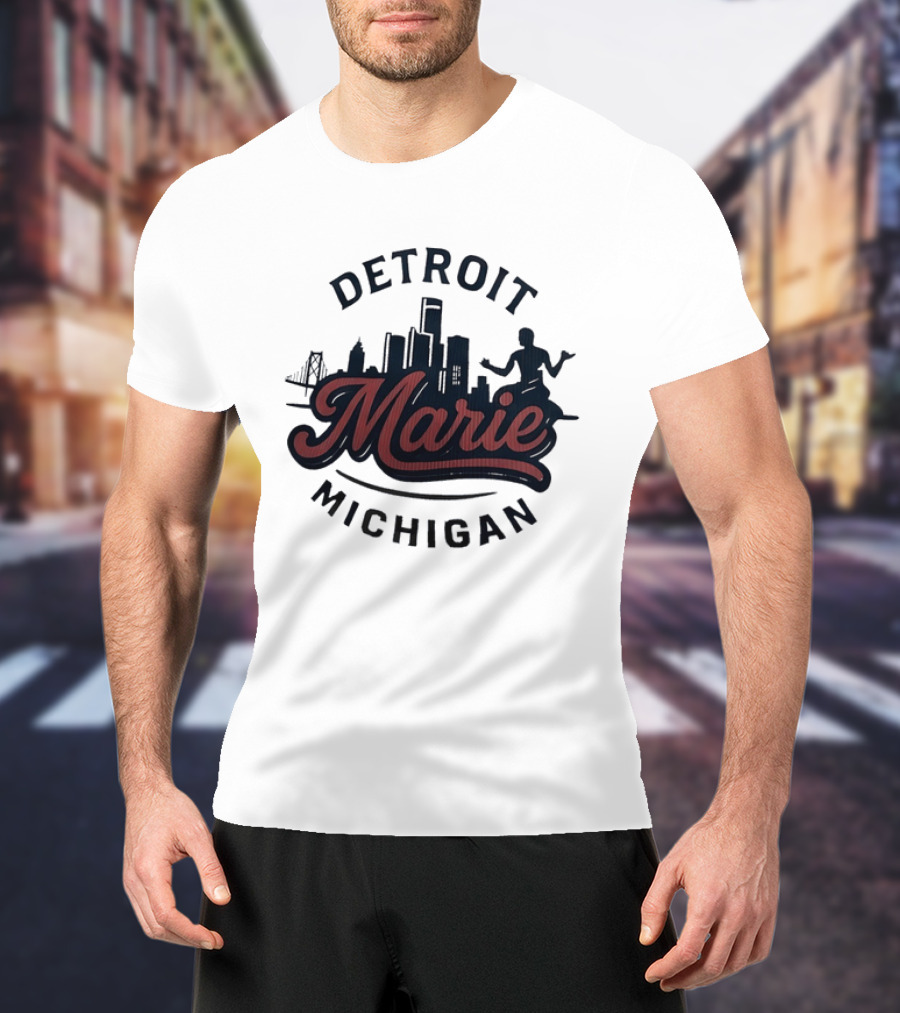 Detroit Michigan Marie Skyline T-Shirt