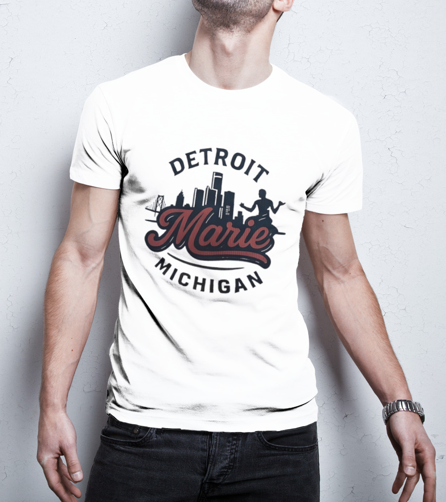 Detroit Michigan Marie Skyline T-Shirt