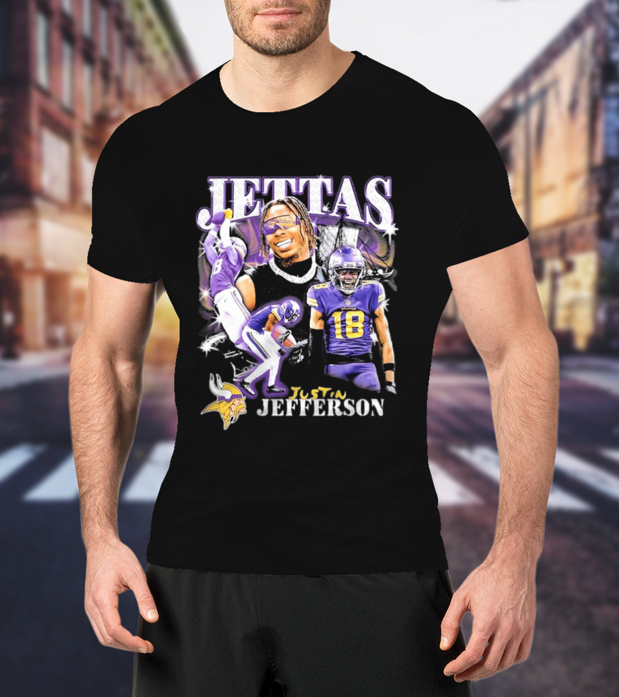 Fanatics Black Jettas Justin Jefferson Minnesota Vikings Notorious Player T-Shirt