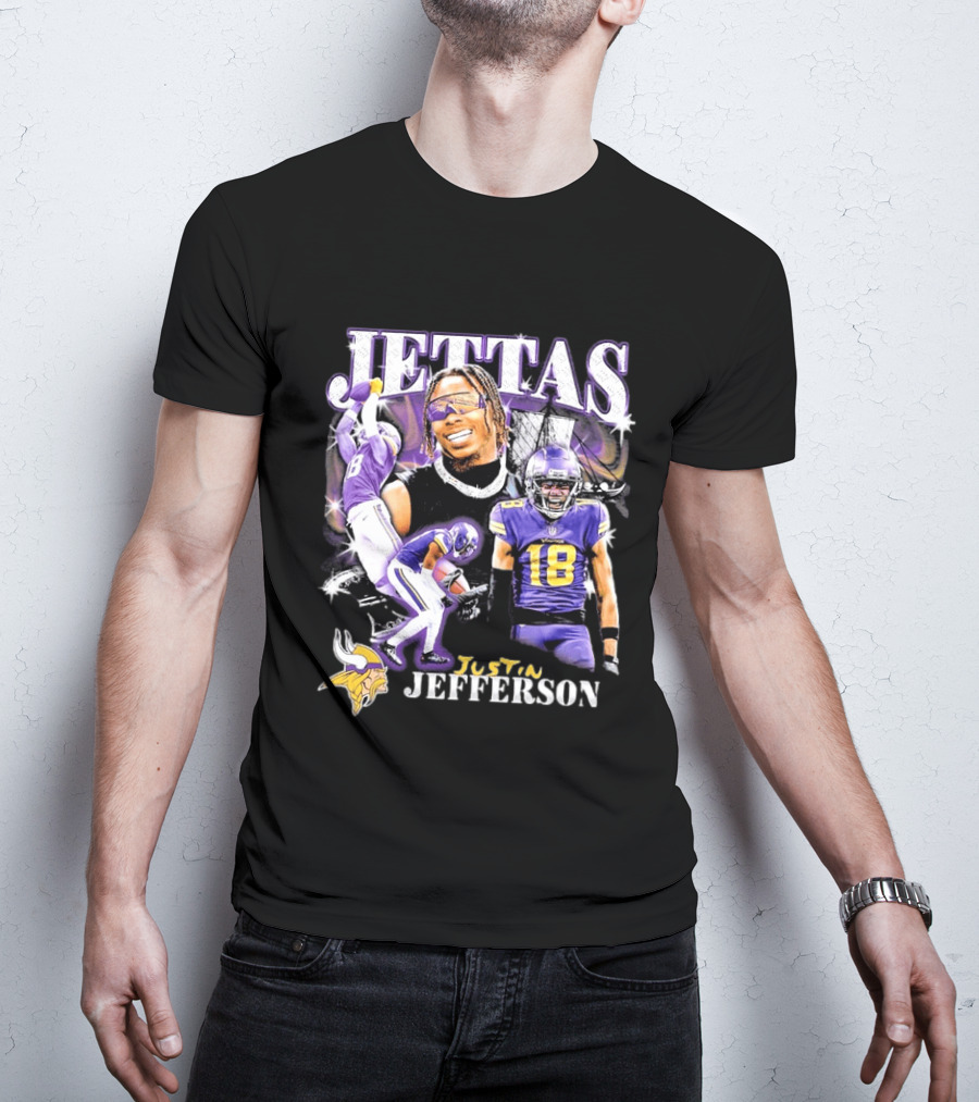 Fanatics Black Jettas Justin Jefferson Minnesota Vikings Notorious Player T-Shirt