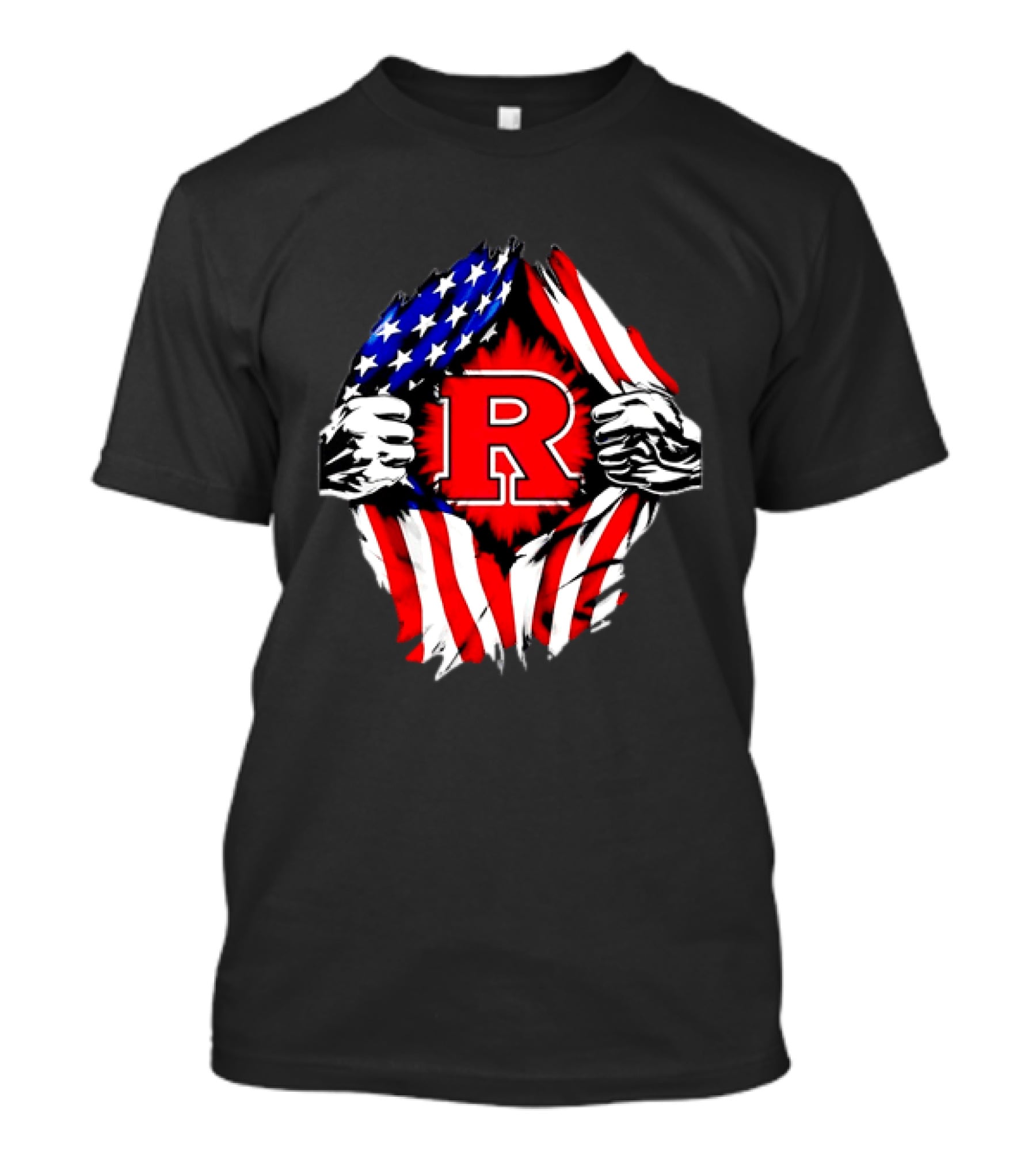 Rutgers Scarlet Knights American Flag R T-Shirt