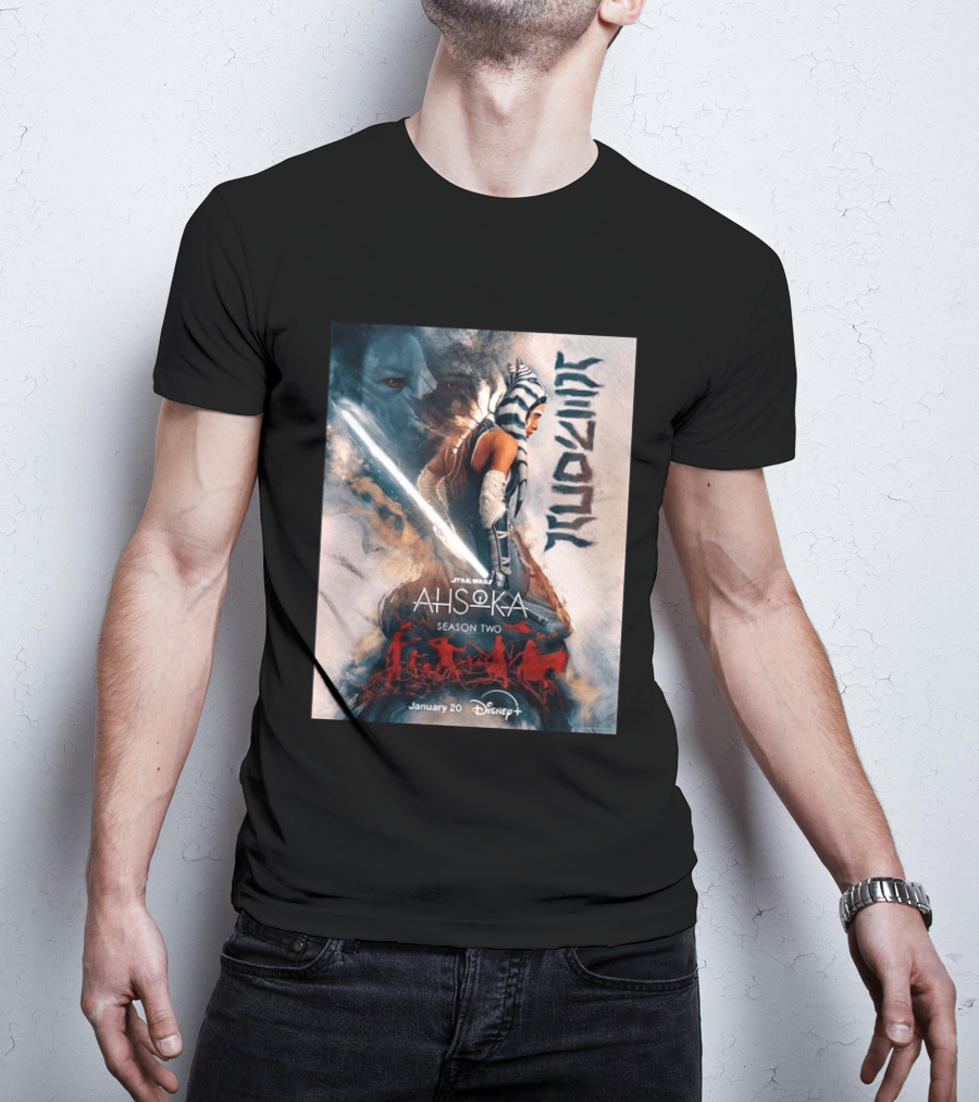 Star Wars Ahsoka Season 2 Premiering January 20 Disney Plus Featuring Lightsaber And Characters T-Shirt