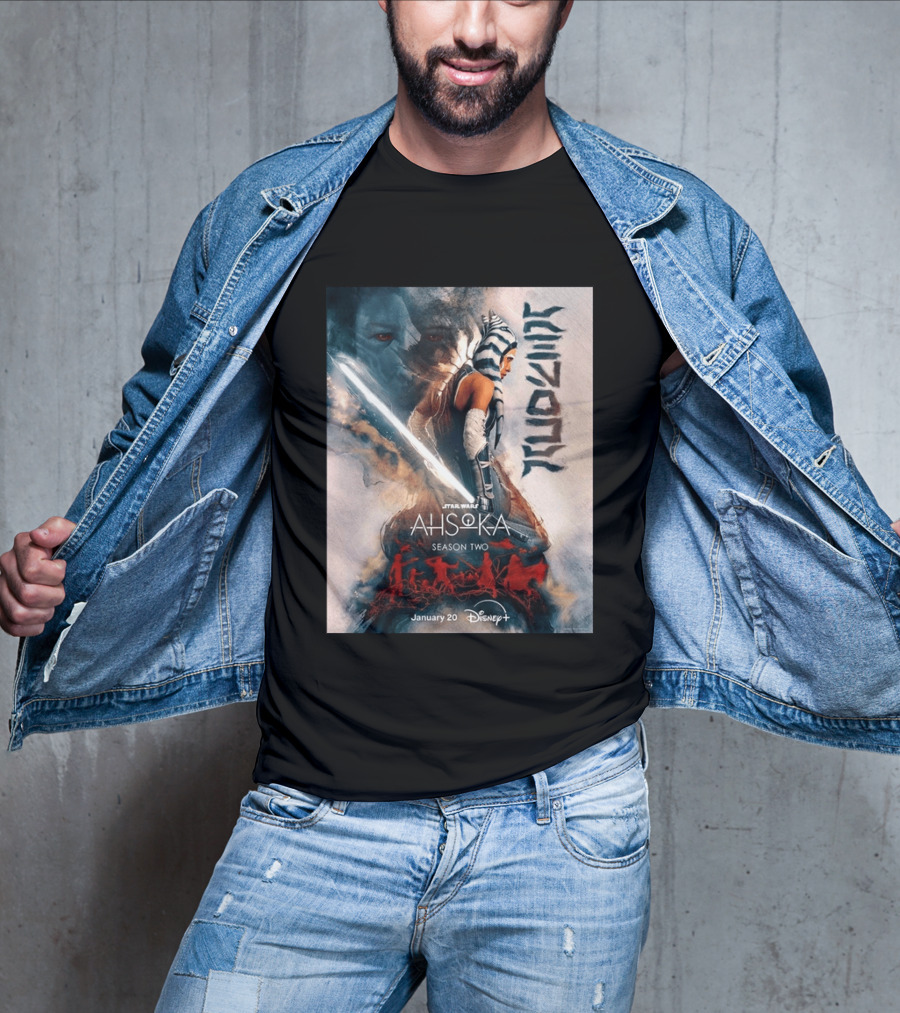 Star Wars Ahsoka Season 2 Premiering January 20 Disney Plus Featuring Lightsaber And Characters T-Shirt