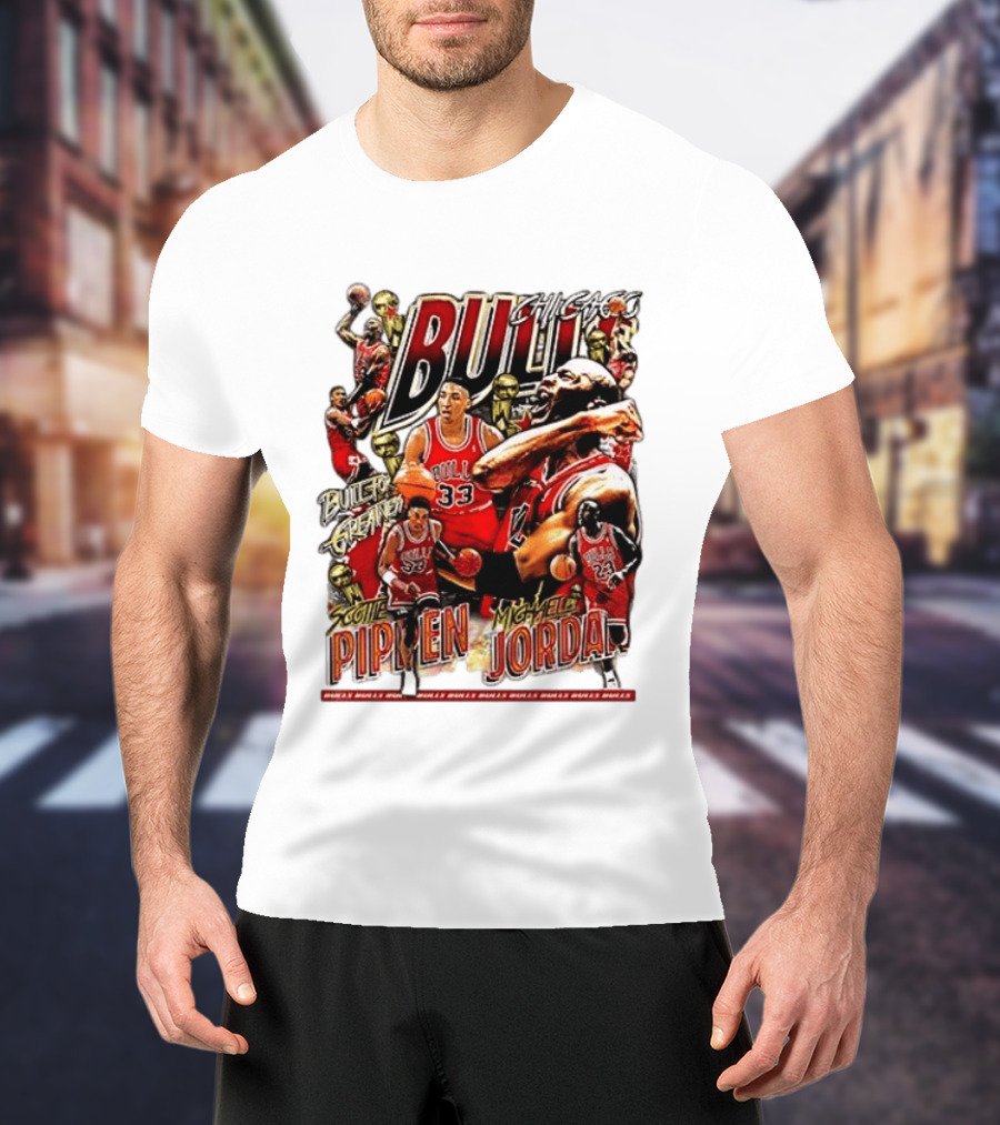 Chicago Bull Machael Jordan X Scotie Pippen Build For Greatness T-Shirt