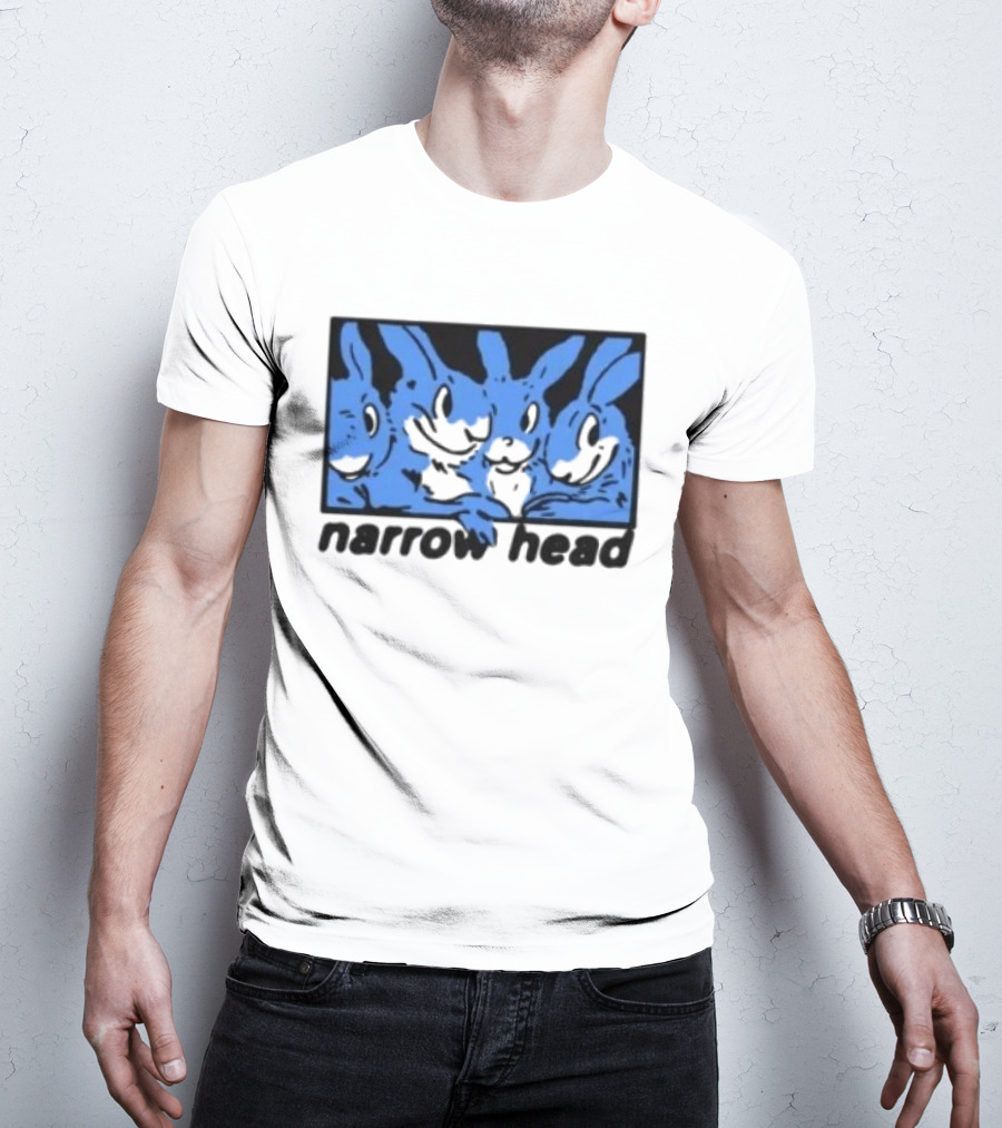 Narrow Head Four Rabbits Blue Black White T-Shirt