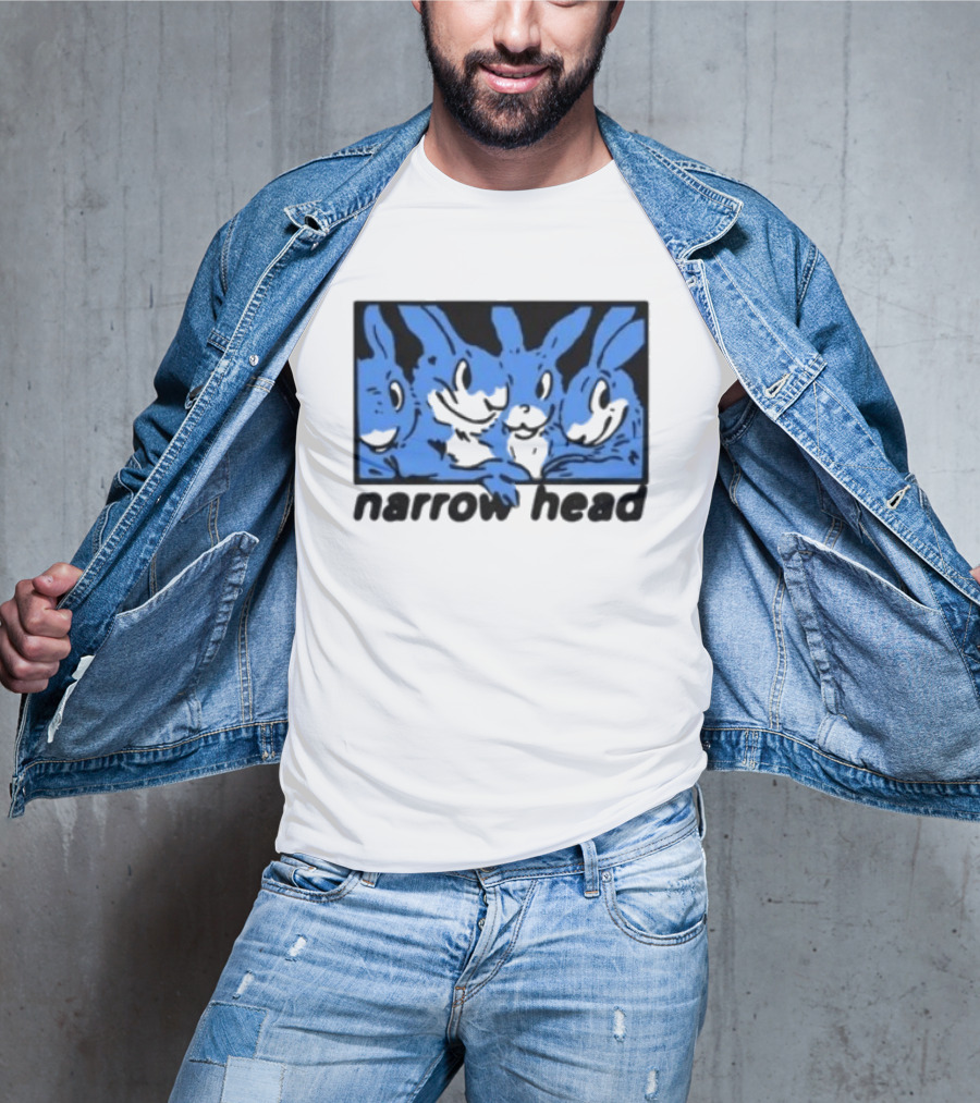 Narrow Head Four Rabbits Blue Black White T-Shirt