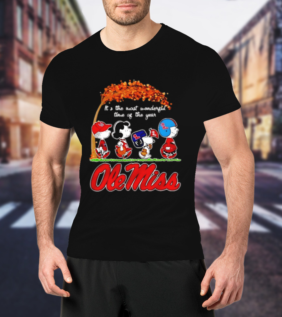 Ole Miss Rebels Peanuts Characters Most Wonderful Time Of The Year T-Shirt