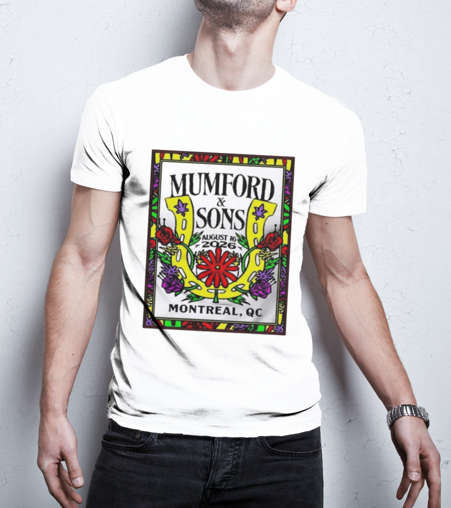 Mumford & Sons August 16 2026 Montreal QC Floral Horseshoe T-Shirt