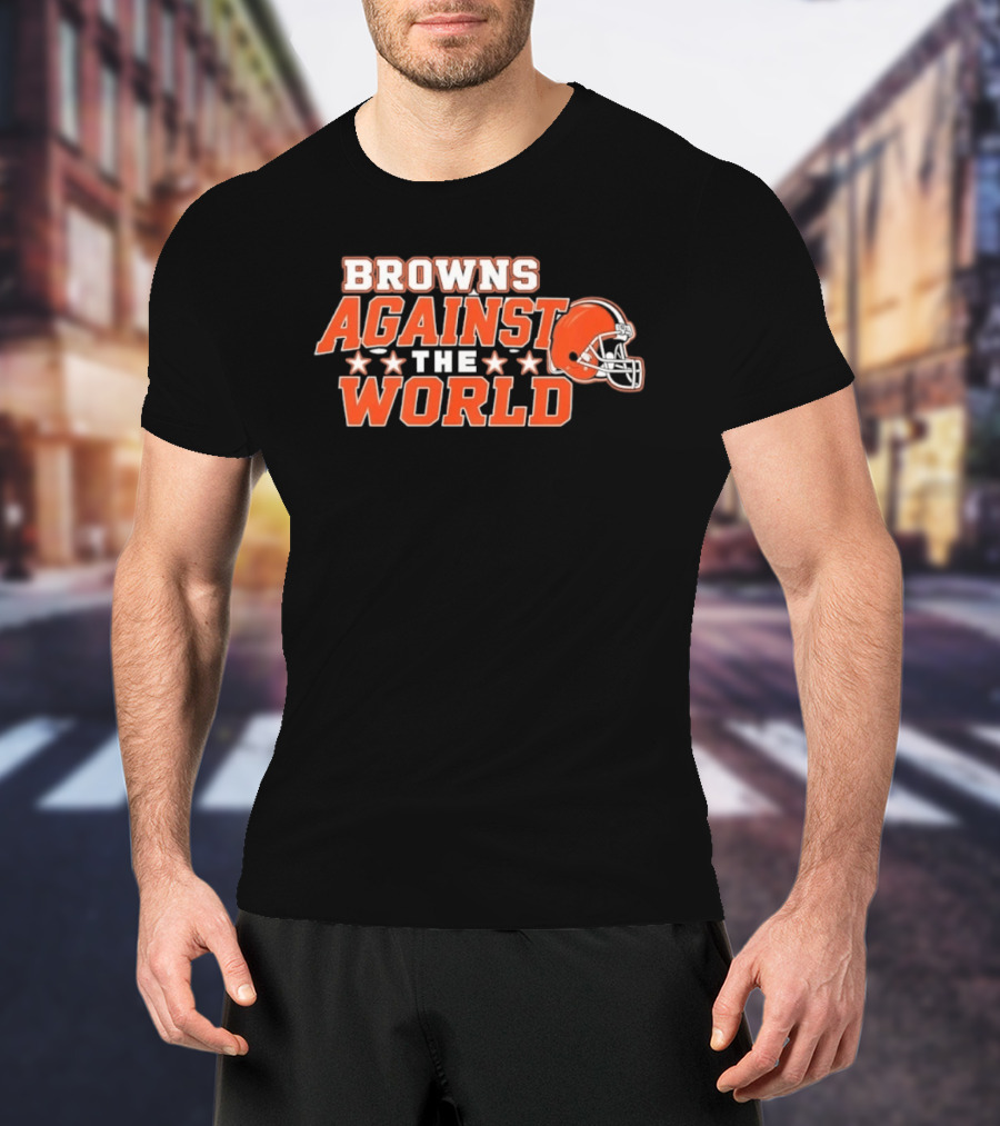Browns Against The World Football Helmet Stars T-Shirt