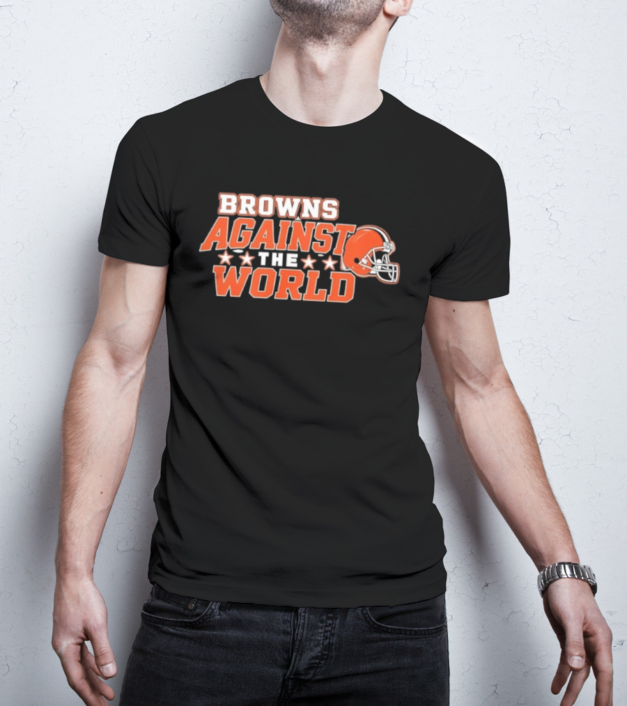 Browns Against The World Football Helmet Stars T-Shirt
