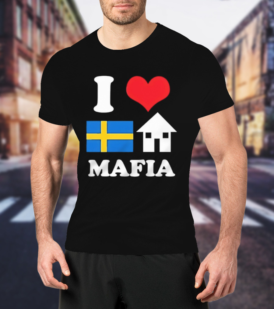 I Love Swedish Flag Heart House Mafia EDM Electronic Dance Music T-Shirt