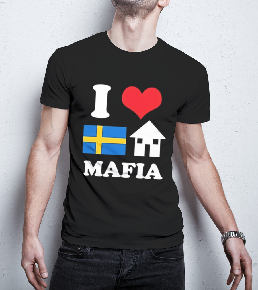 I Love Swedish Flag Heart House Mafia EDM Electronic Dance Music T-Shirt