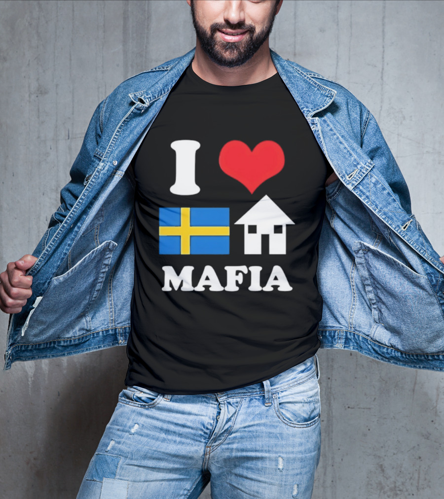 I Love Swedish Flag Heart House Mafia EDM Electronic Dance Music T-Shirt