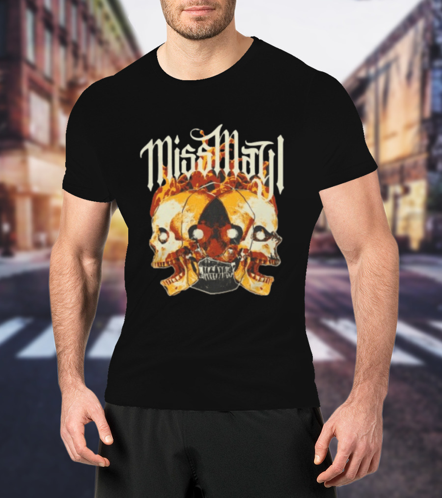 Miss May I Solid State Records Flaming Skulls Black T-Shirt