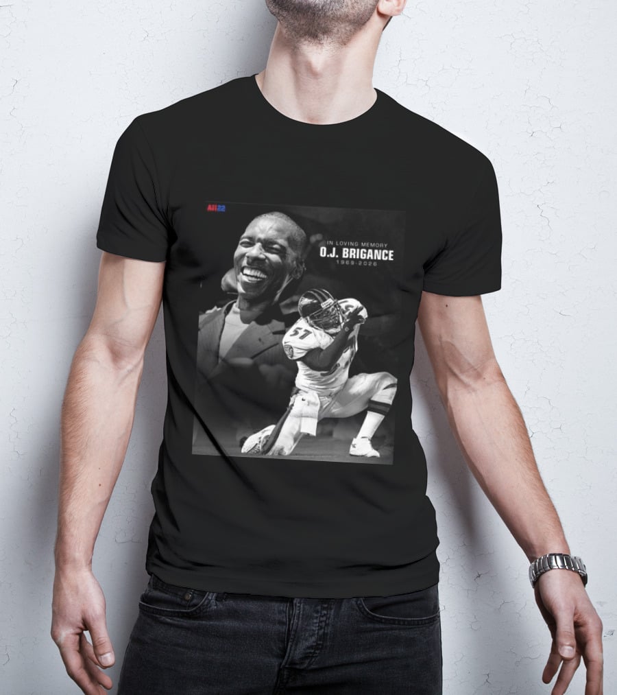 All22 O.J. Brigance In Loving Memory 1969 2026 Football Number 57 T-Shirt