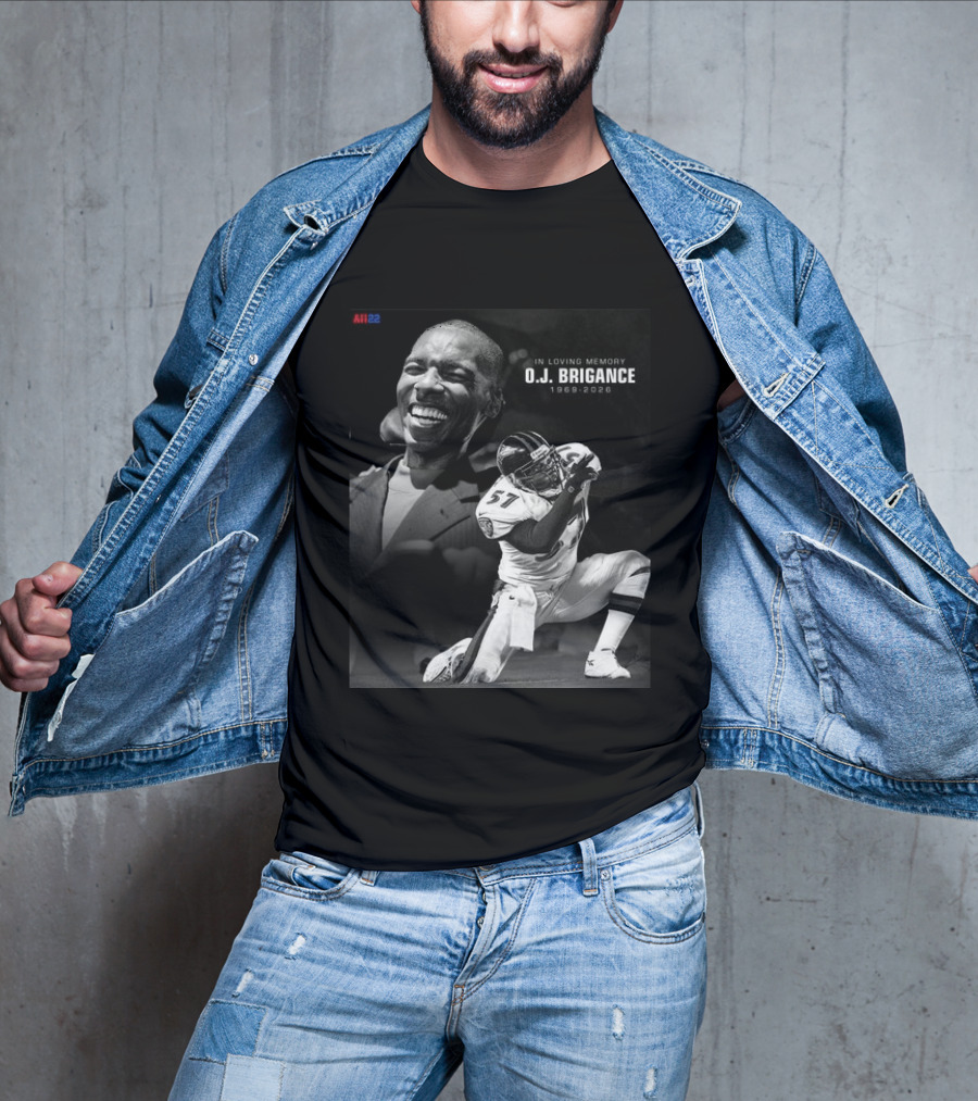 All22 O.J. Brigance In Loving Memory 1969 2026 Football Number 57 T-Shirt