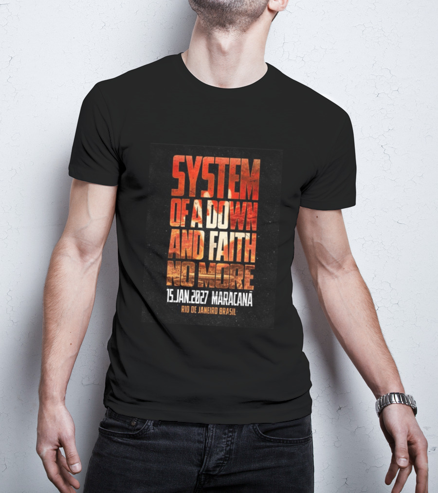 System Of A Down And Faith No More 15 Jan 2027 Maracanã Rio De Janeiro Brasil T-Shirt